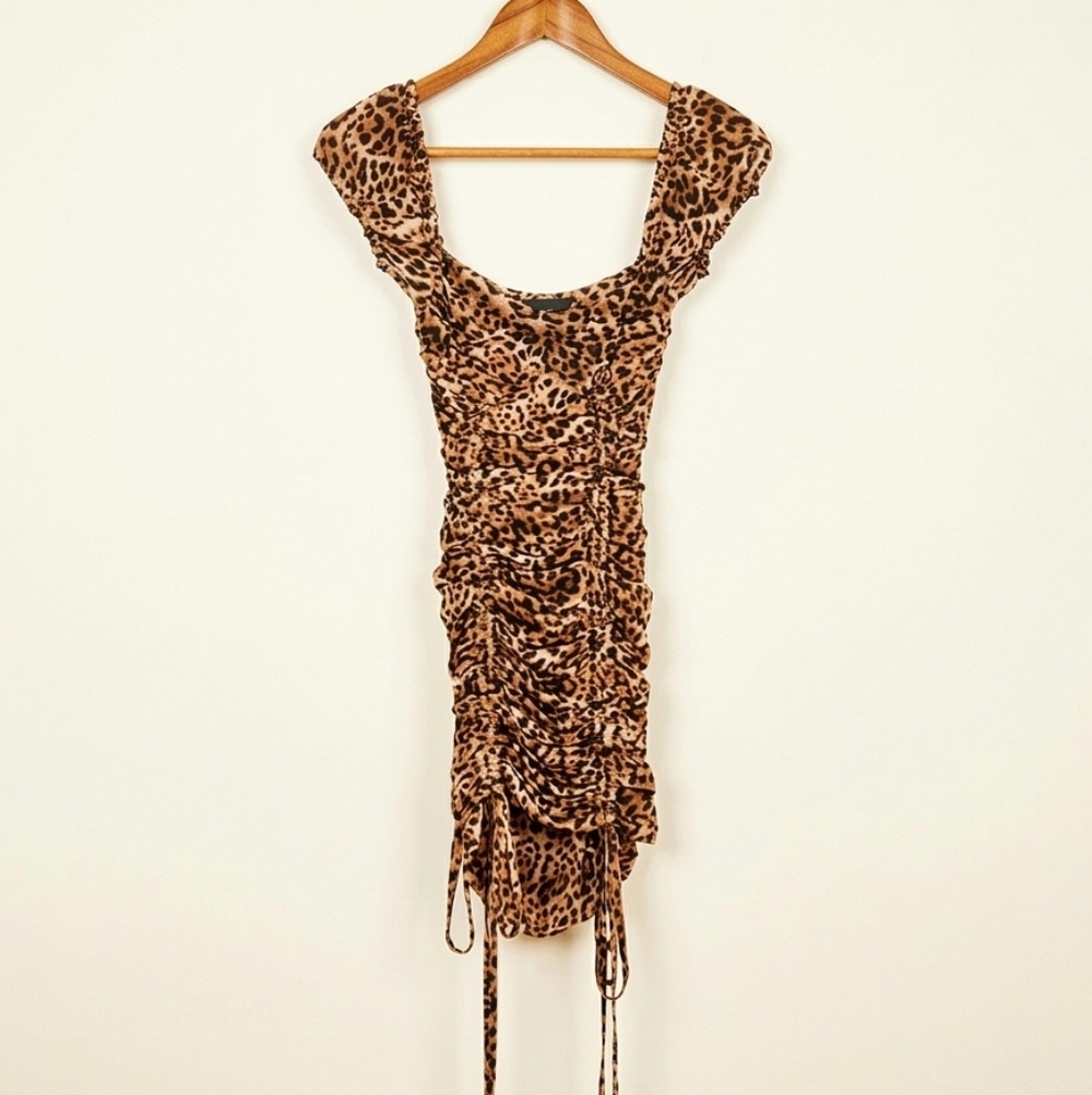 SALTY Leopard Print Ruched Bodycon Dress - Picture 3 of 5